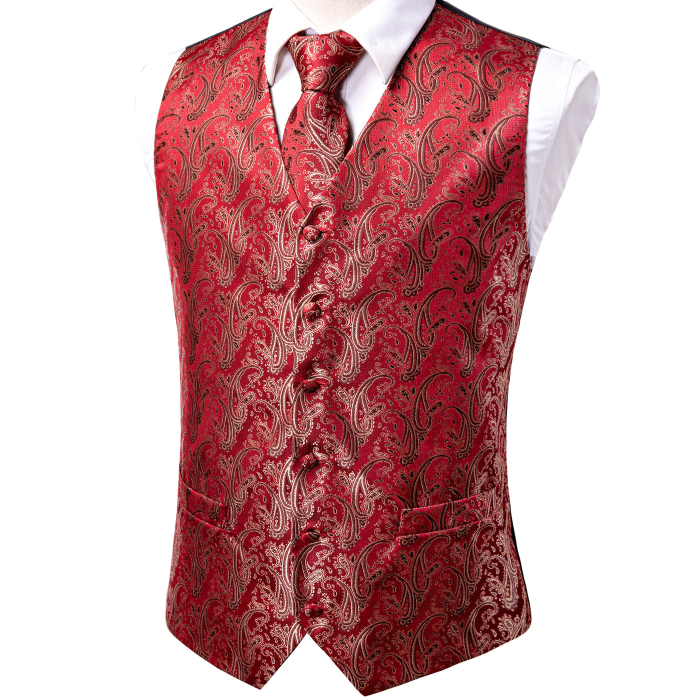 Red Ornamental Vest Set vest set - Sophisticated Gentlemen