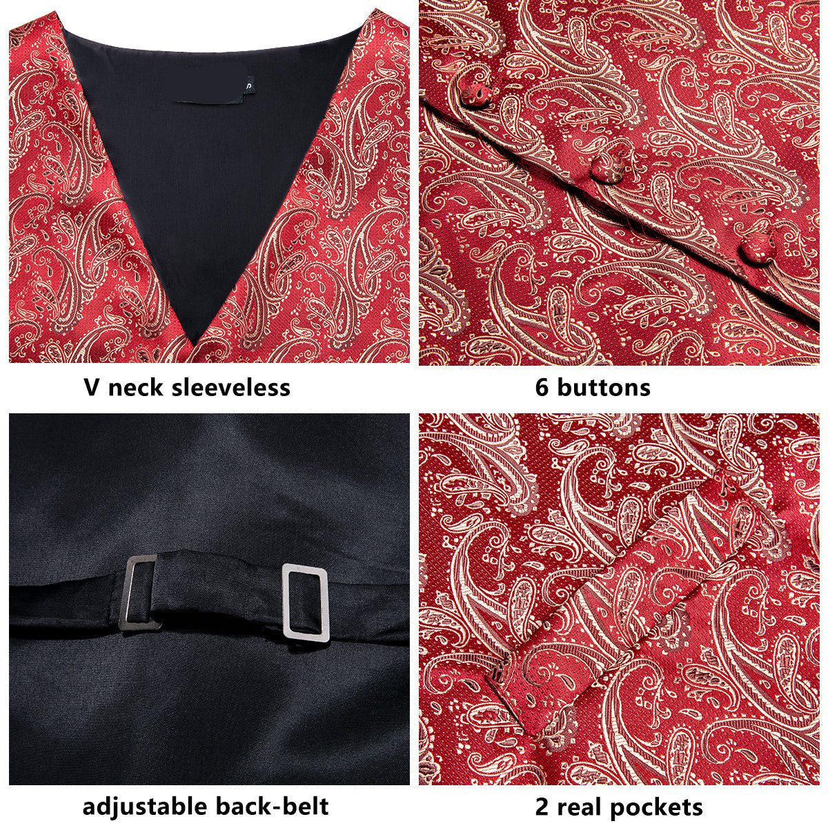 Red Ornamental Vest Set vest set - Sophisticated Gentlemen
