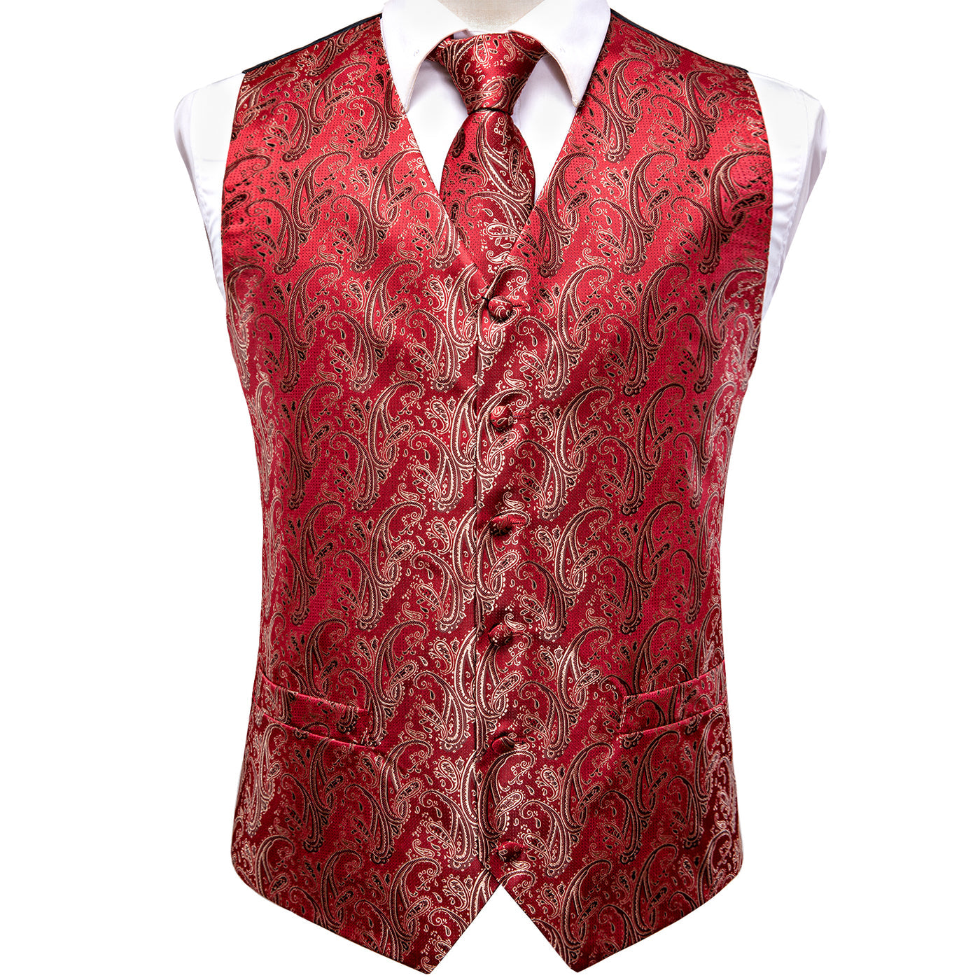 Red Ornamental Vest Set vest set - Sophisticated Gentlemen