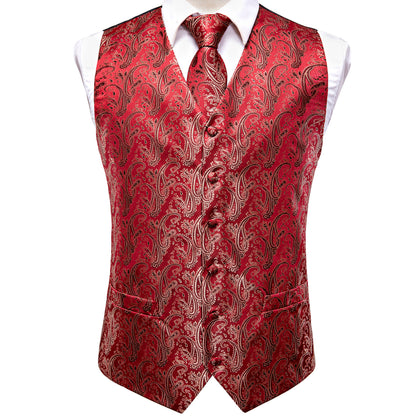 Red Ornamental Vest Set vest set - Sophisticated Gentlemen