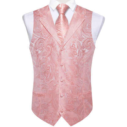 Baby Pink Paisley Vest and Collar Set - 4 Piece vest set    - Sophisticated Gentlemen