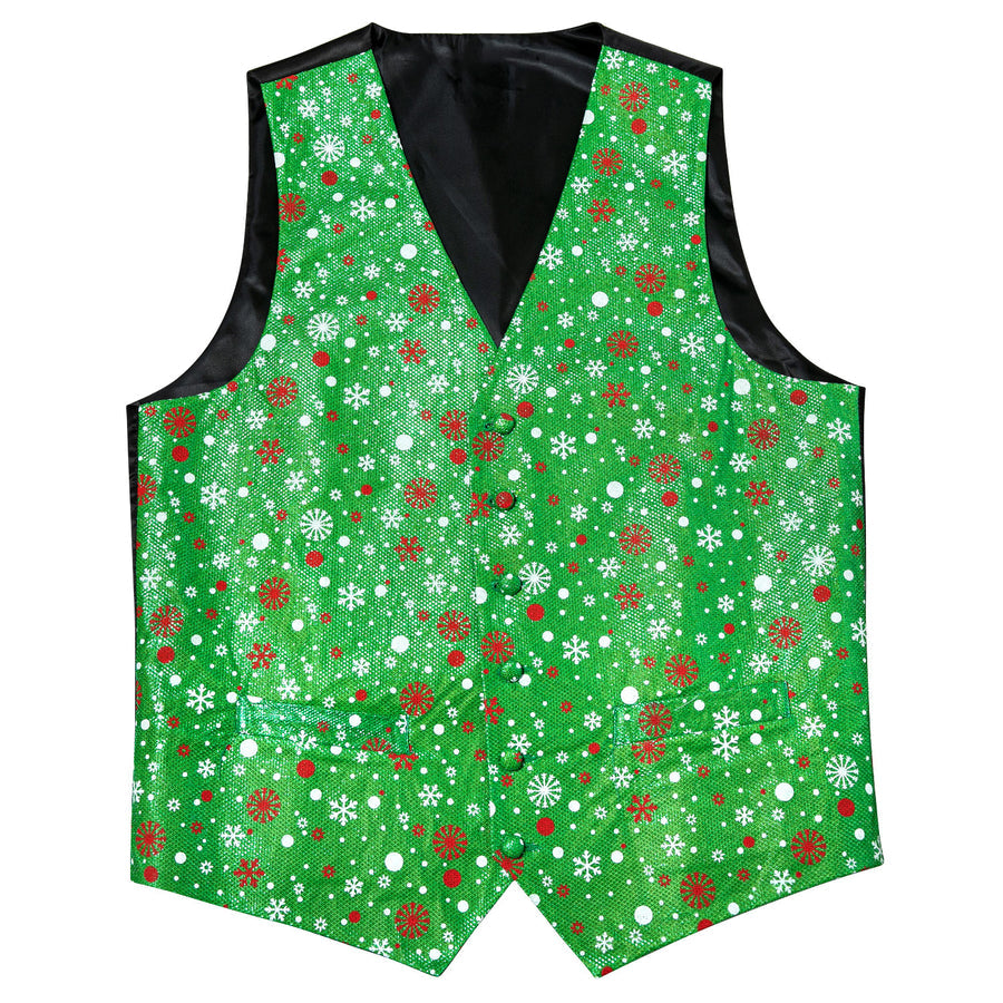 Green Christmas Snow Silk Bow Tie & Vest Set vest set - Sophisticated Gentlemen