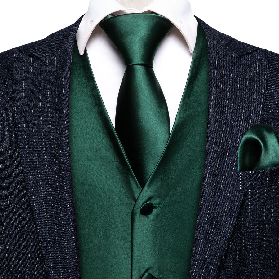 Emerald Green Jacquard Silk Vest Set 4XL (Chest 58") Emerald Green Jacquard Silk Vest Set 4XL (Chest 58")