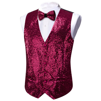 Purple Sequins Silk Vest Set vest set    - Sophisticated Gentlemen