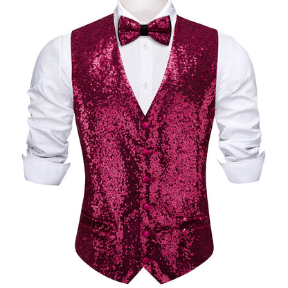 Purple Sequins Silk Vest Set vest set    - Sophisticated Gentlemen