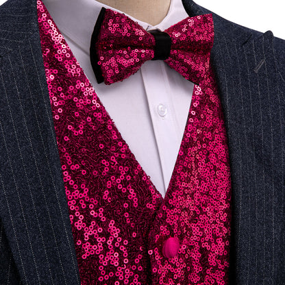 Purple Sequins Silk Vest Set vest set S (Chest 41)   - Sophisticated Gentlemen