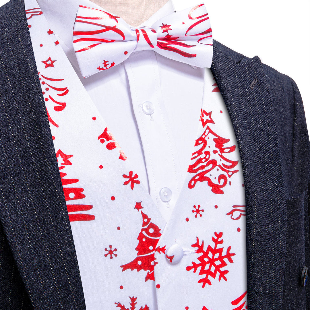 White and Red Christmas Tree Vest Set vest set S (Chest 40)   - Sophisticated Gentlemen