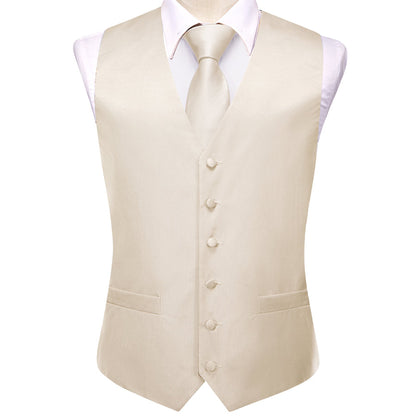 Ivory Plaid Jacquard Silk Vest & Bowtie Set vest set - Sophisticated Gentlemen