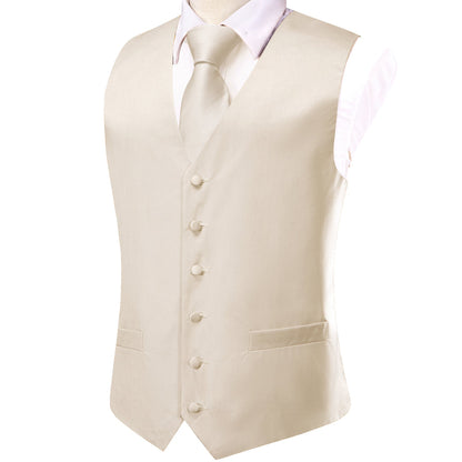 Ivory Plaid Jacquard Silk Vest & Bowtie Set vest set - Sophisticated Gentlemen