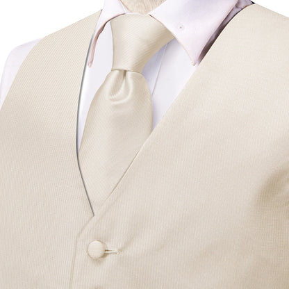 Ivory Plaid Jacquard Silk Vest & Bowtie Set vest set - Sophisticated Gentlemen