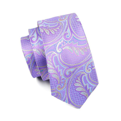 Lavender Purple Paisley Silk Tie, Pocket Square and Cufflinks Set tie sets    - Sophisticated Gentlemen