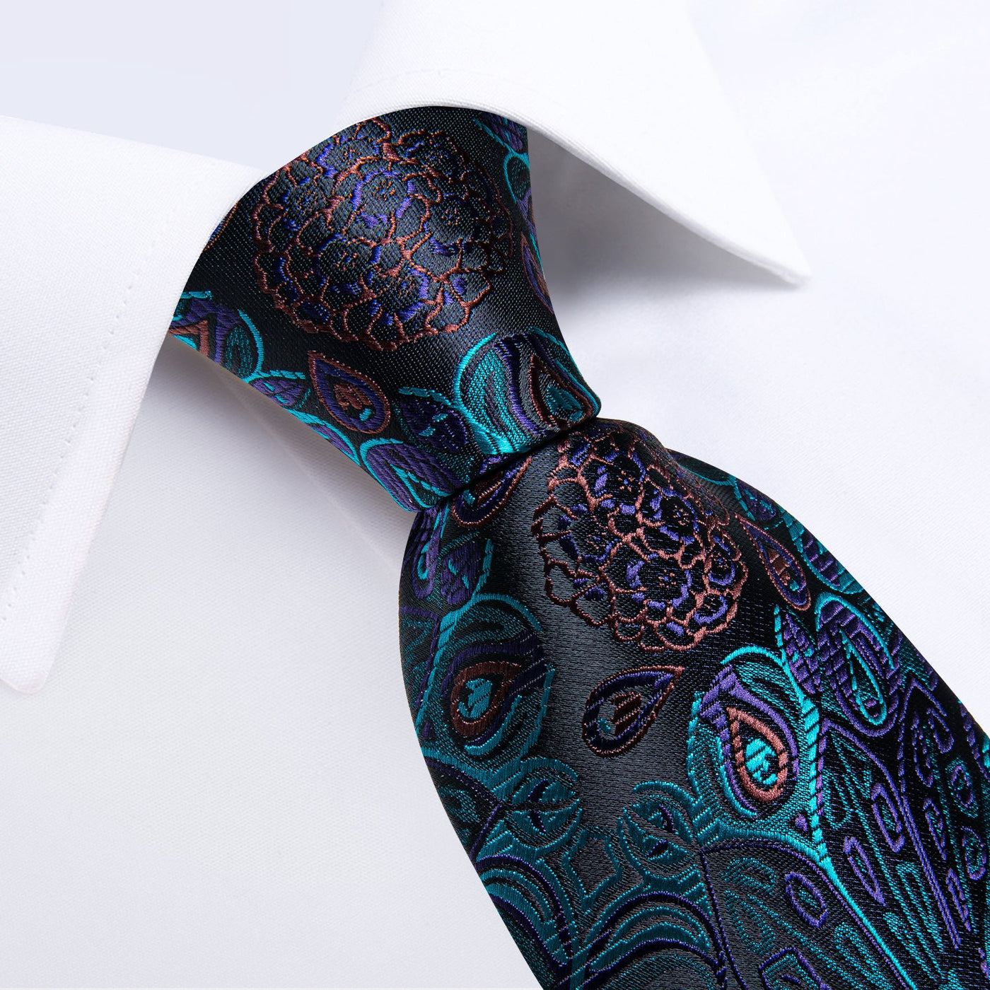 Peacock Dance Tie, Pocket Square and Cufflinks tie sets - Sophisticated Gentlemen