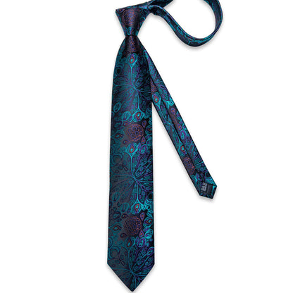 Peacock Dance Tie, Pocket Square and Cufflinks tie sets - Sophisticated Gentlemen