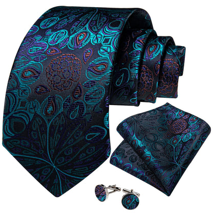 Peacock Dance Tie, Pocket Square and Cufflinks tie sets - Sophisticated Gentlemen