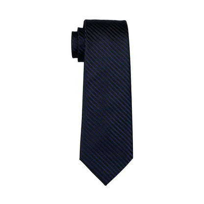 Black & Royal Blue Striped Silk Tie, Pocket Square & Cufflinks Set tie sets - Sophisticated Gentlemen