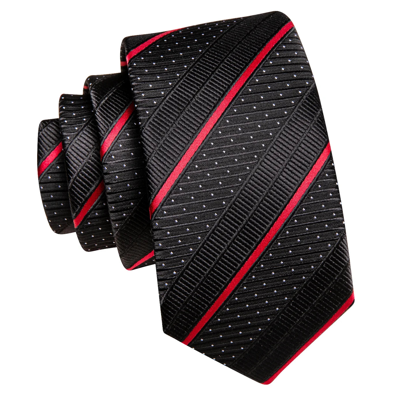 Black & Red Striped Tie, Pocket Square & Cufflinks Set tie sets - Sophisticated Gentlemen