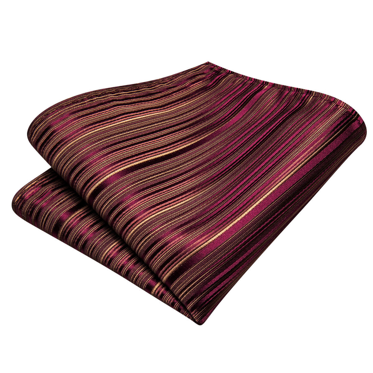 Burgundy and Gold Striped Silk Tie, Pocket Square and Cufflinks tie sets    - Sophisticated Gentlemen