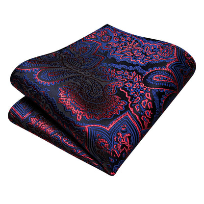 Red and Blue Floral Silk Tie, Pocket Square and Cufflinks tie sets    - Sophisticated Gentlemen