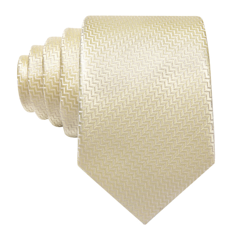 Ivory Silk XL Tie, Pocket Square and Cufflinks tie sets    - Sophisticated Gentlemen