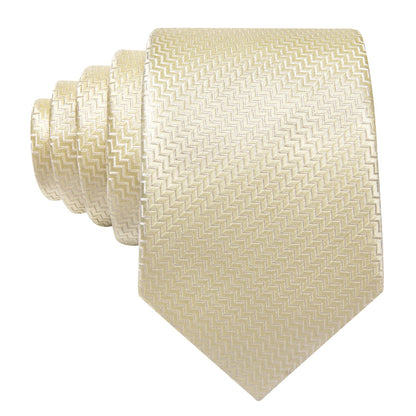 Ivory Silk XL Tie, Pocket Square and Cufflinks tie sets    - Sophisticated Gentlemen