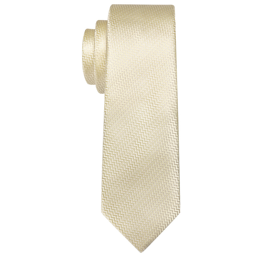 Ivory Silk XL Tie, Pocket Square and Cufflinks tie sets    - Sophisticated Gentlemen