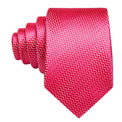 Rose Red Silk XL Tie, Pocket Square and Cufflinks tie sets    - Sophisticated Gentlemen