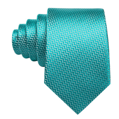 Aqua Blue Ornament XL Tie, Pocket Square and Cufflinks tie sets    - Sophisticated Gentlemen