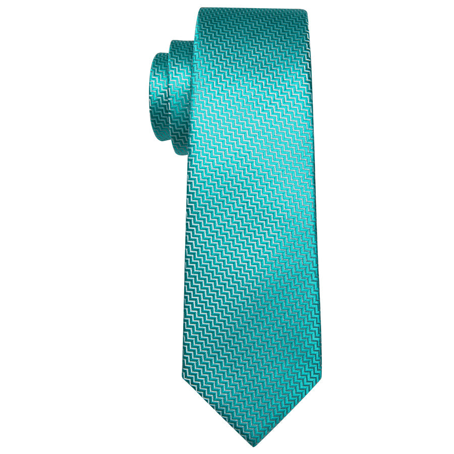 Aqua Blue Ornament XL Tie, Pocket Square and Cufflinks tie sets    - Sophisticated Gentlemen