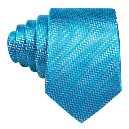 Sky Blue Ornament XL Tie, Pocket Square and Cufflinks tie sets    - Sophisticated Gentlemen