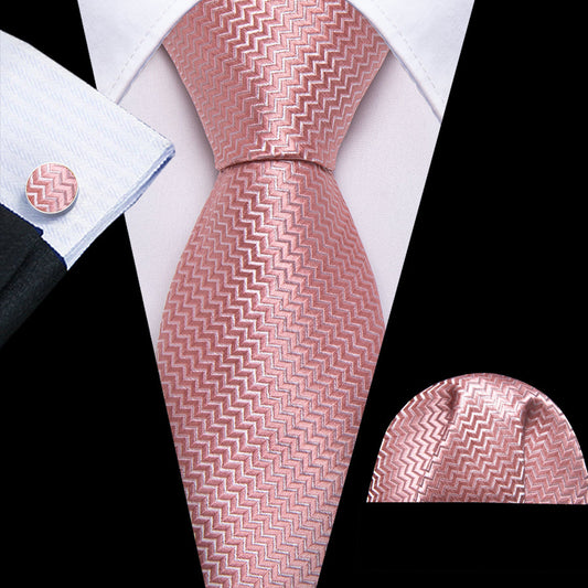 Pink Ornament XL Tie, Pocket Square and Cufflinks tie sets    - Sophisticated Gentlemen