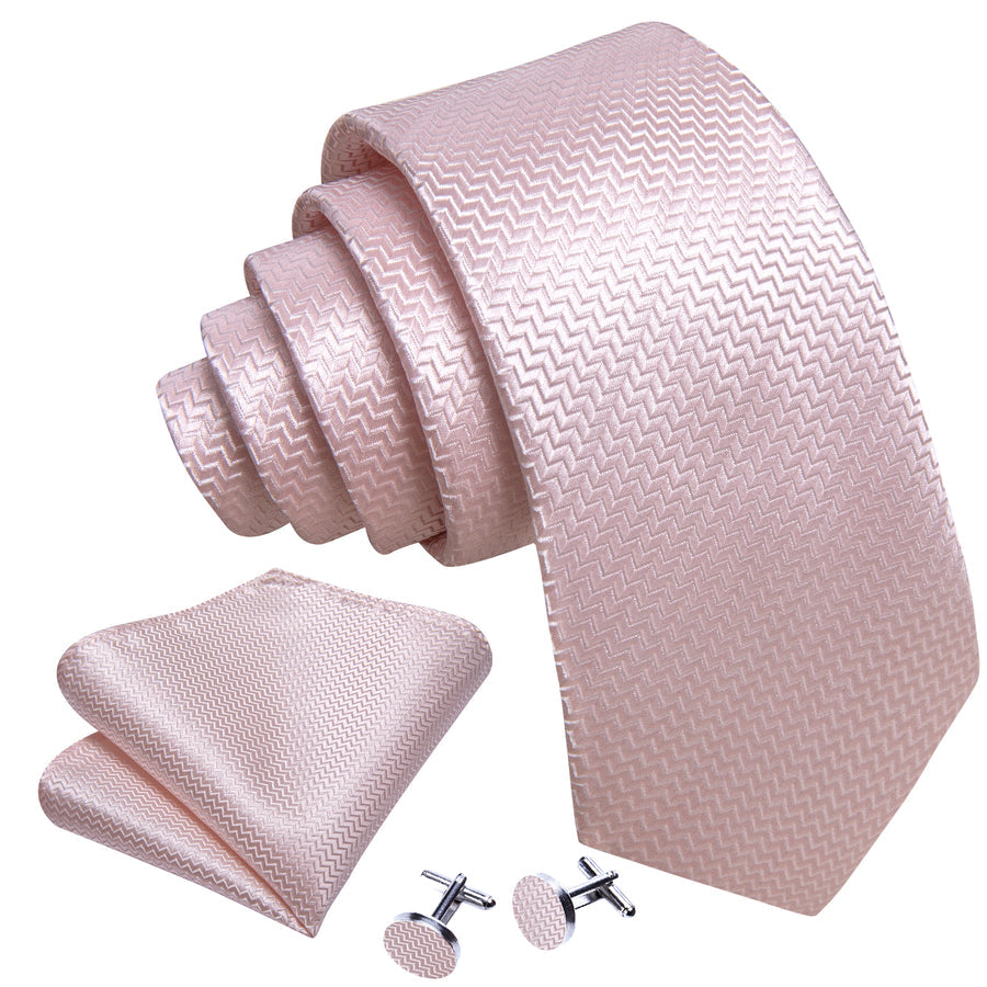 Light Pink Ornament XL Tie, Pocket Square and Cufflinks tie sets    - Sophisticated Gentlemen