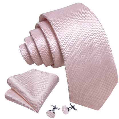 Light Pink Ornament XL Tie, Pocket Square and Cufflinks tie sets    - Sophisticated Gentlemen