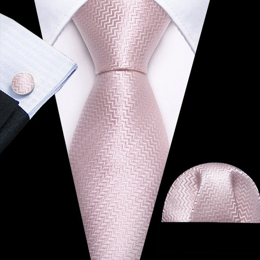 Light Pink Ornament XL Tie, Pocket Square and Cufflinks tie sets    - Sophisticated Gentlemen