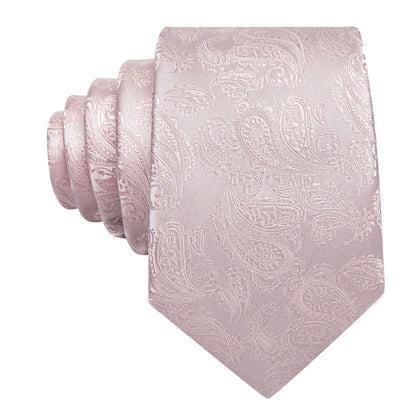 Light Pink Paisley XL Tie, Pocket Square and Cufflinks tie sets    - Sophisticated Gentlemen