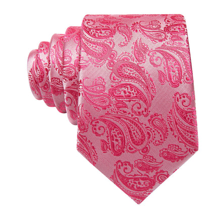 Rose and Red Paisley XL Tie, Pocket Square and Cufflinks tie sets    - Sophisticated Gentlemen