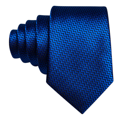 Pure Blue Ornament XL Tie, Pocket Square and Cufflinks tie sets    - Sophisticated Gentlemen