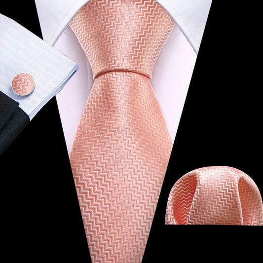 Pastel Pink Ornament XL Tie, Pocket Square and Cufflinks tie sets    - Sophisticated Gentlemen