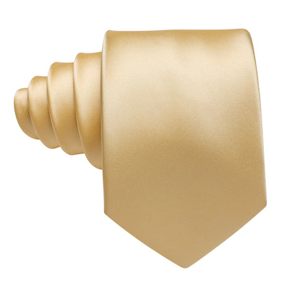Gold Solid Silk Tie, Pocket Square and Cufflinks Set tie sets    - Sophisticated Gentlemen