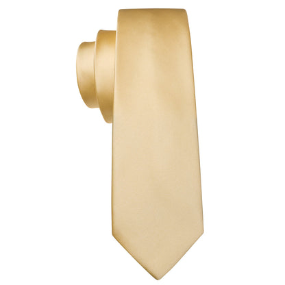 Gold Solid Silk Tie, Pocket Square and Cufflinks Set tie sets    - Sophisticated Gentlemen