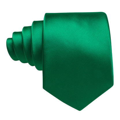 Emerald Green Solid Silk Tie, Pocket Square and Cufflinks Set tie sets    - Sophisticated Gentlemen