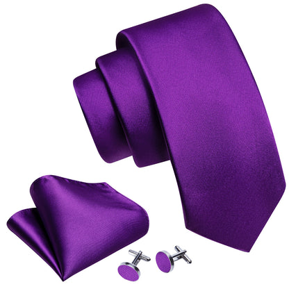 Purple Solid Tie, Pocket Square and Cufflinks Set tie sets    - Sophisticated Gentlemen