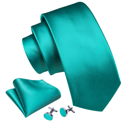 Tiffany Blue Solid Silk Tie, Pocket Square and Cufflinks Set tie sets    - Sophisticated Gentlemen