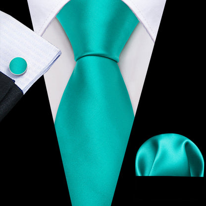 Tiffany Blue Solid Silk Tie, Pocket Square and Cufflinks Set tie sets    - Sophisticated Gentlemen