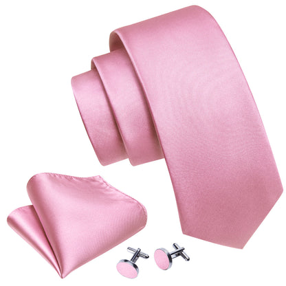 Light Pink Solid Silk Tie, Pocket Square and Cufflinks Set tie sets    - Sophisticated Gentlemen