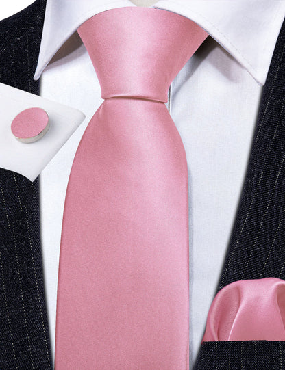 Light Pink Solid Silk Tie, Pocket Square and Cufflinks Set tie sets    - Sophisticated Gentlemen