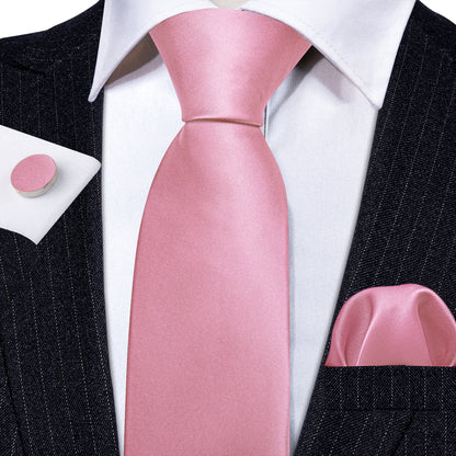 Light Pink Solid Silk Tie, Pocket Square and Cufflinks Set tie sets    - Sophisticated Gentlemen