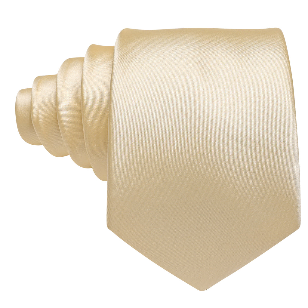 Yellow Solid Silk Tie, Pocket Square and Cufflinks Set tie sets    - Sophisticated Gentlemen