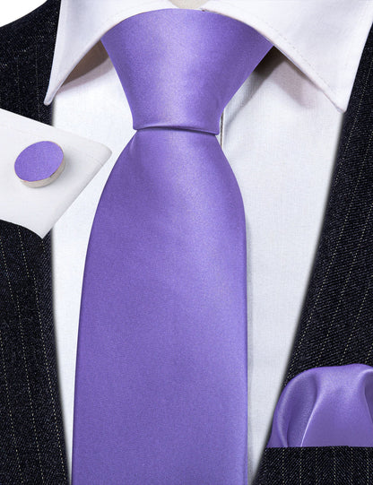 Lavender Purple Solid Silk Tie, Pocket Square and Cufflinks Set tie sets    - Sophisticated Gentlemen