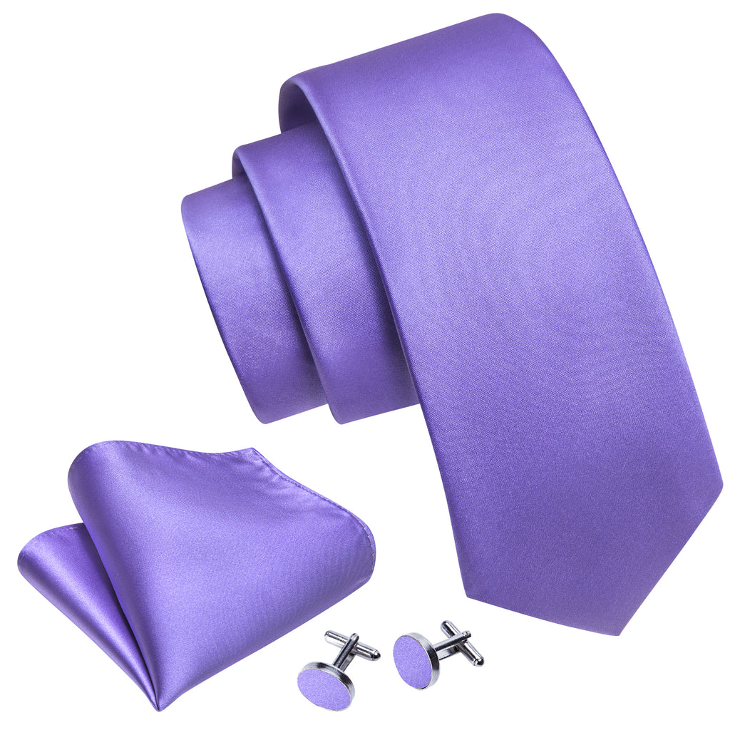 Lavender Purple Solid Silk Tie, Pocket Square and Cufflinks Set tie sets    - Sophisticated Gentlemen