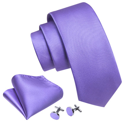 Lavender Purple Solid Silk Tie, Pocket Square and Cufflinks Set tie sets    - Sophisticated Gentlemen